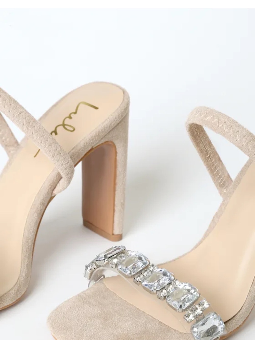 Lulu's Nude Crystal-Strap Block Heels - Picture 3 of 10